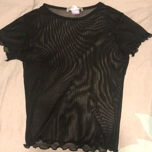 Sheer black crop top-Forever 21